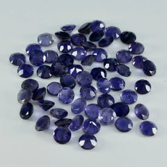 Riyogems 1PC Blue Iolite Faceted 4x4 mm Round Shape astonishing Quality Gemstone
