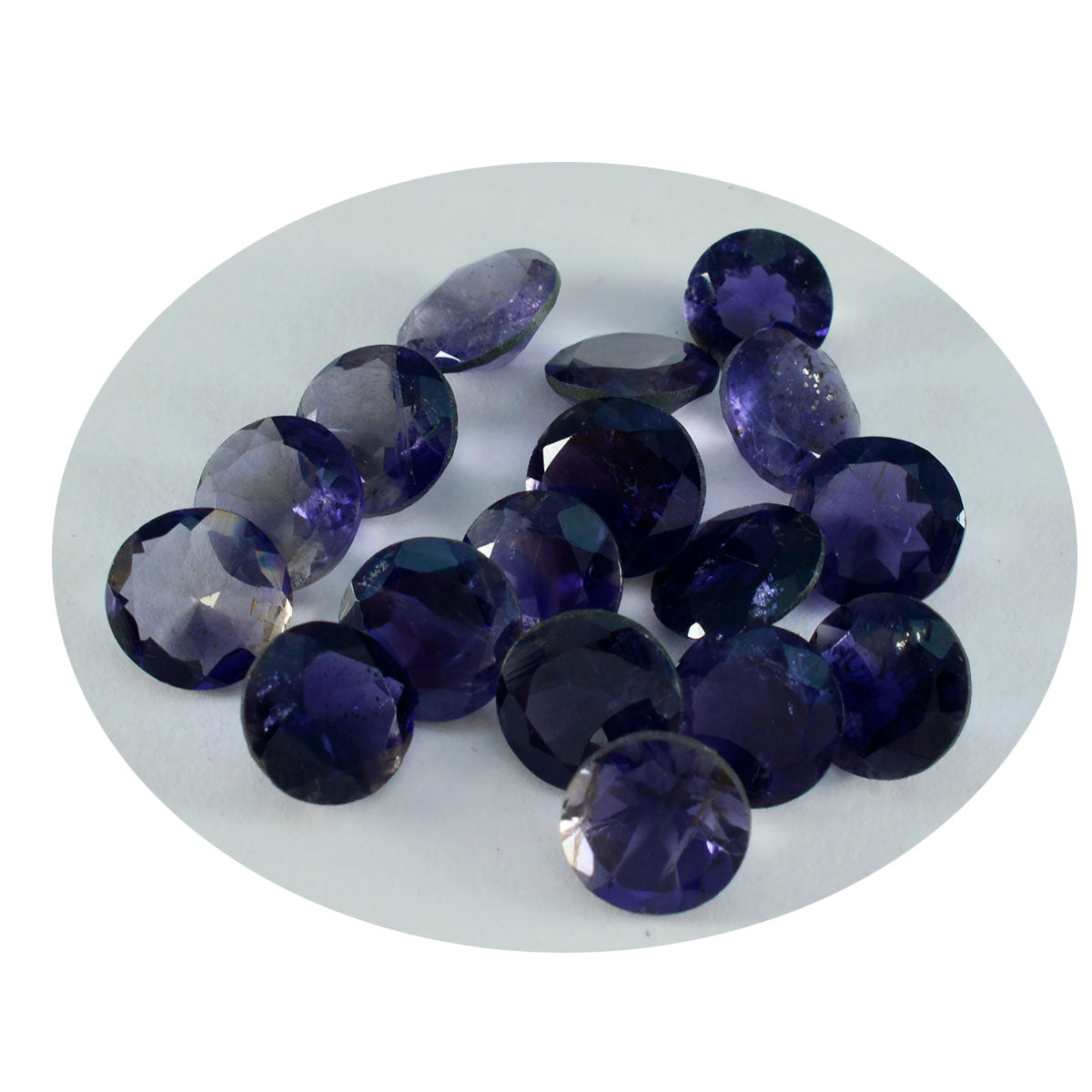 Riyogems 1PC Blue Iolite Faceted 7x7 mm Round Shape great Quality Loose Stone