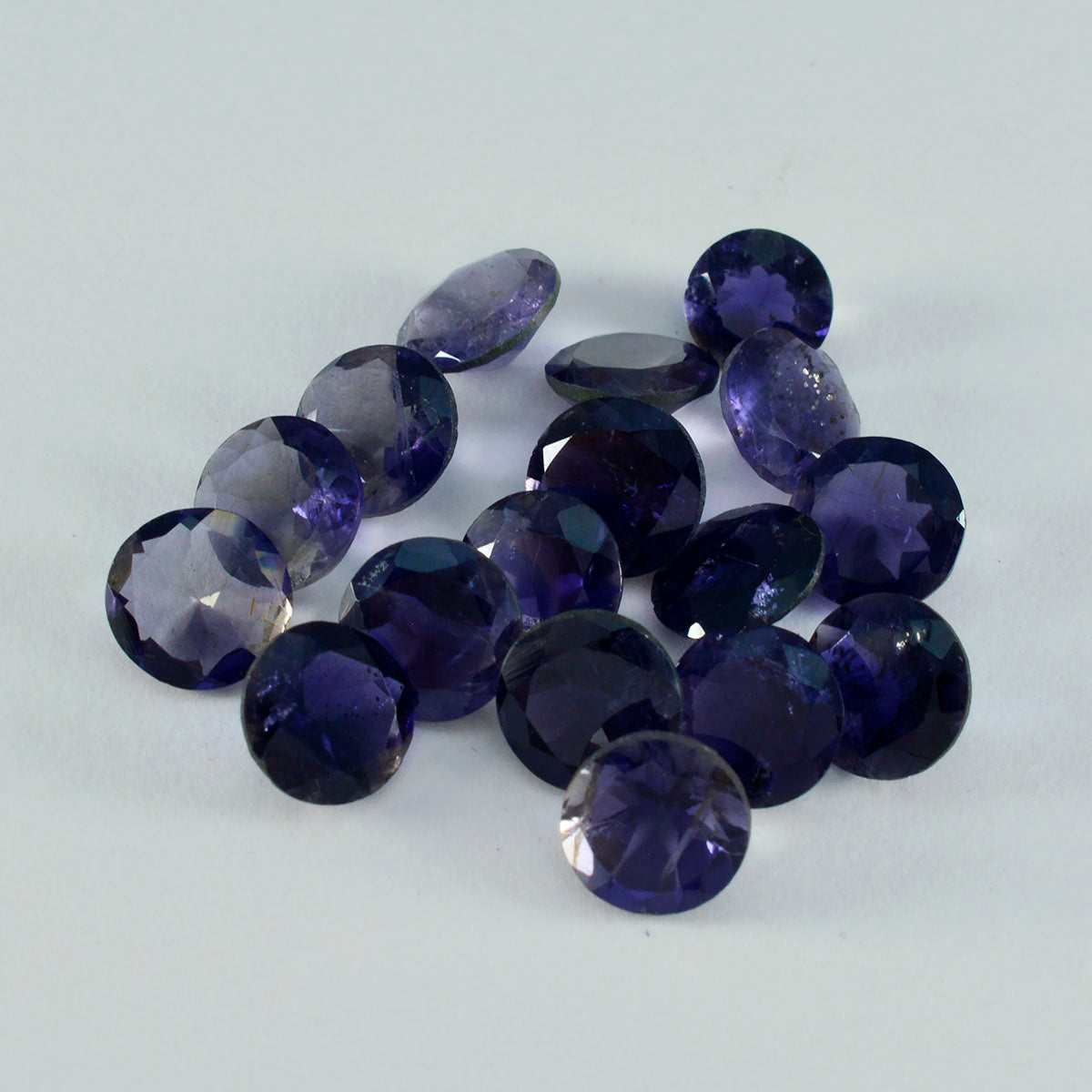Riyogems 1PC Blue Iolite Faceted 7x7 mm Round Shape great Quality Loose Stone