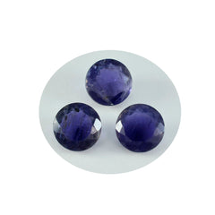 Riyogems 1PC Blue Iolite Faceted 8x8 mm Round Shape fantastic Quality Loose Gemstone