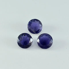 Riyogems 1PC Blue Iolite Faceted 8x8 mm Round Shape fantastic Quality Loose Gemstone