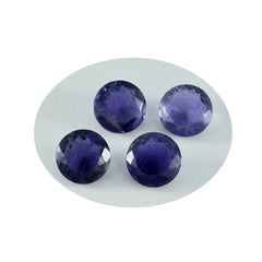 riyogems 1 pièce d'iolite bleue à facettes 9x9 mm de forme ronde, gemme de qualité surprenante