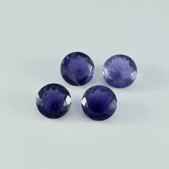 Riyogems 1PC Blue Iolite Faceted 9x9 mm Round Shape startling Quality Gem