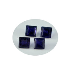 Riyogems 1 pièce iolite bleue à facettes 10x10mm forme carrée bonne qualité pierre en vrac