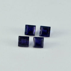 Riyogems 1 Stück blauer Iolith, facettiert, 10 x 10 mm, quadratische Form, gute Qualität, loser Stein