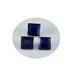 Riyogems 1PC Blue Iolite Faceted 11x11 mm Square Shape Nice Quality Loose Gemstone