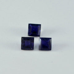 Riyogems 1 Stück blauer Iolith, facettiert, 11 x 11 mm, quadratische Form, schöne Qualität, loser Edelstein