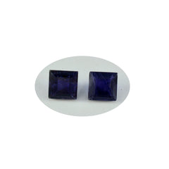 Riyogems, 1 pieza, iolita azul facetada, 12x12mm, forma cuadrada, hermosa gema de calidad