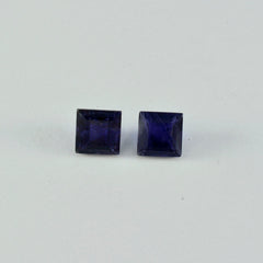 riyogems 1pc iolite bleue facettée 12x12 mm forme carrée belle gemme de qualité