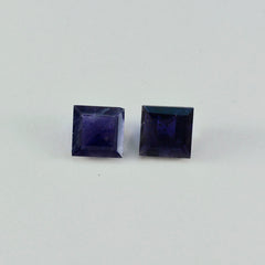 Riyogems 1 pieza de iolita azul facetada de 13x13 mm con forma cuadrada, gemas de calidad atractivas