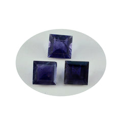 Riyogems 1 Stück blauer Iolith, facettiert, 14 x 14 mm, quadratische Form, hübscher Qualitätsstein