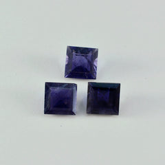 riyogems 1pc ブルーアイオライト ファセット 14x14 mm 正方形の形状のかなり品質の石
