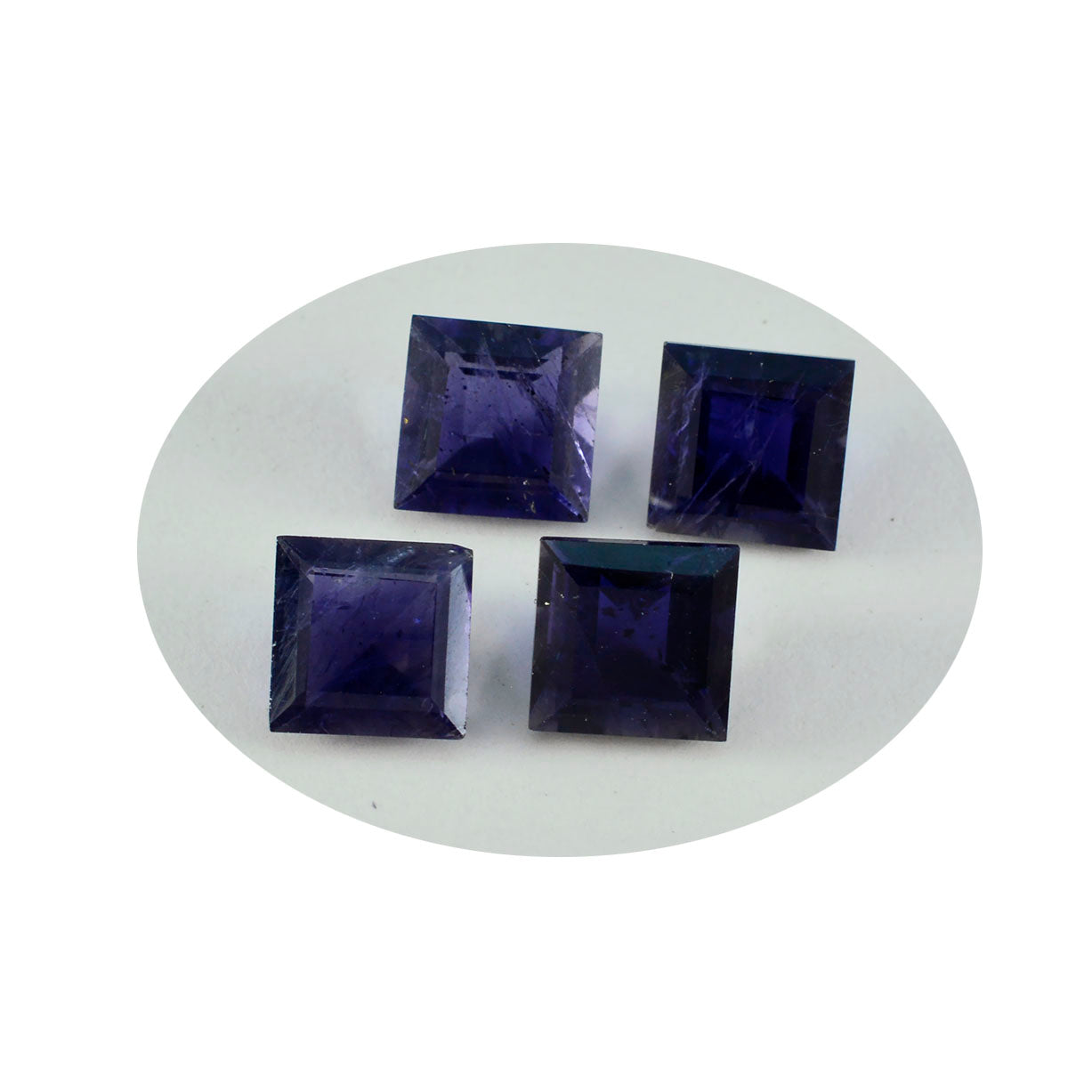 Riyogems 1 Stück blauer Iolith, facettiert, 15 x 15 mm, quadratische Form, schöner Qualitätsedelstein