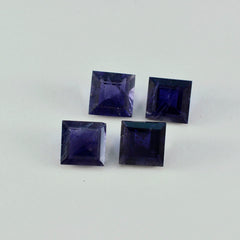 Riyogems 1 pièce d'iolite bleue à facettes 15x15mm forme carrée pierre précieuse de belle qualité