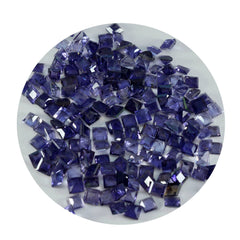 Riyogems 1 Stück blauer Iolith, facettiert, 4 x 4 mm, quadratische Form, ein hochwertiger Edelstein