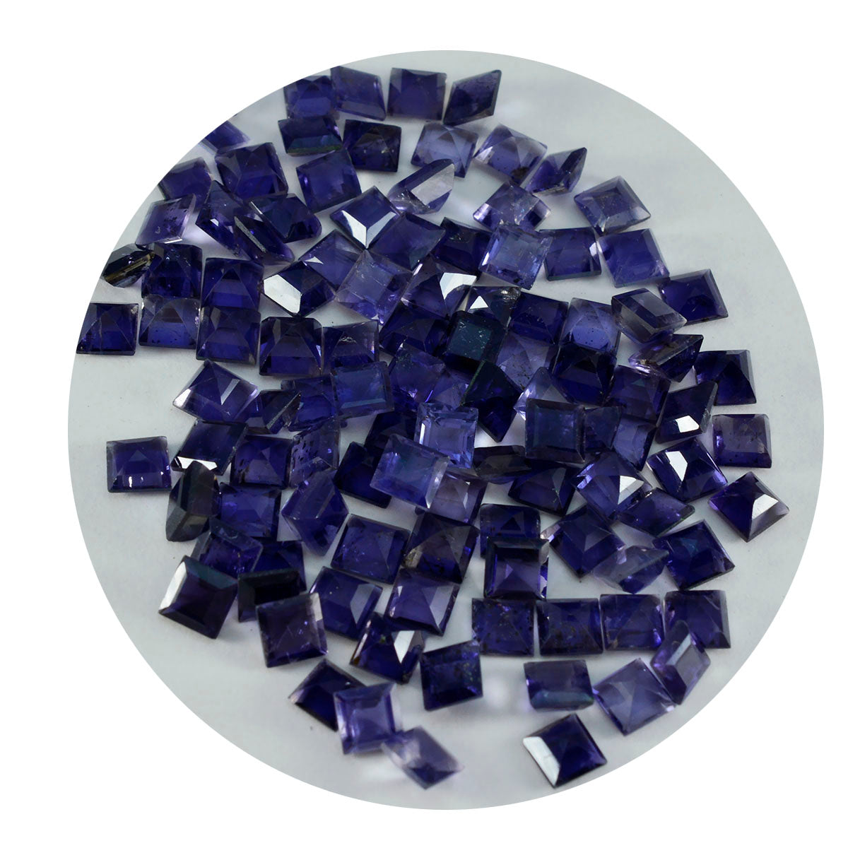 Riyogems 1 pieza de gemas de calidad AA con forma cuadrada de iolita azul facetada de 5x5 mm