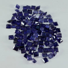 Riyogems 1 pièce d'iolite bleue à facettes 5x5 mm de forme carrée, pierres précieuses de qualité aa