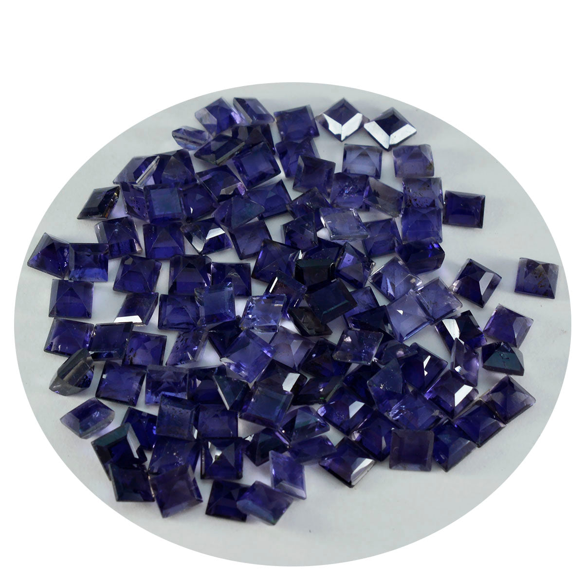 Riyogems 1PC blauwe ioliet gefacetteerde 6x6 mm vierkante vorm AAA-kwaliteit steen