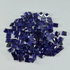 Riyogems 1 Stück blauer Iolith, facettiert, 6 x 6 mm, quadratische Form, AAA-Qualitätsstein