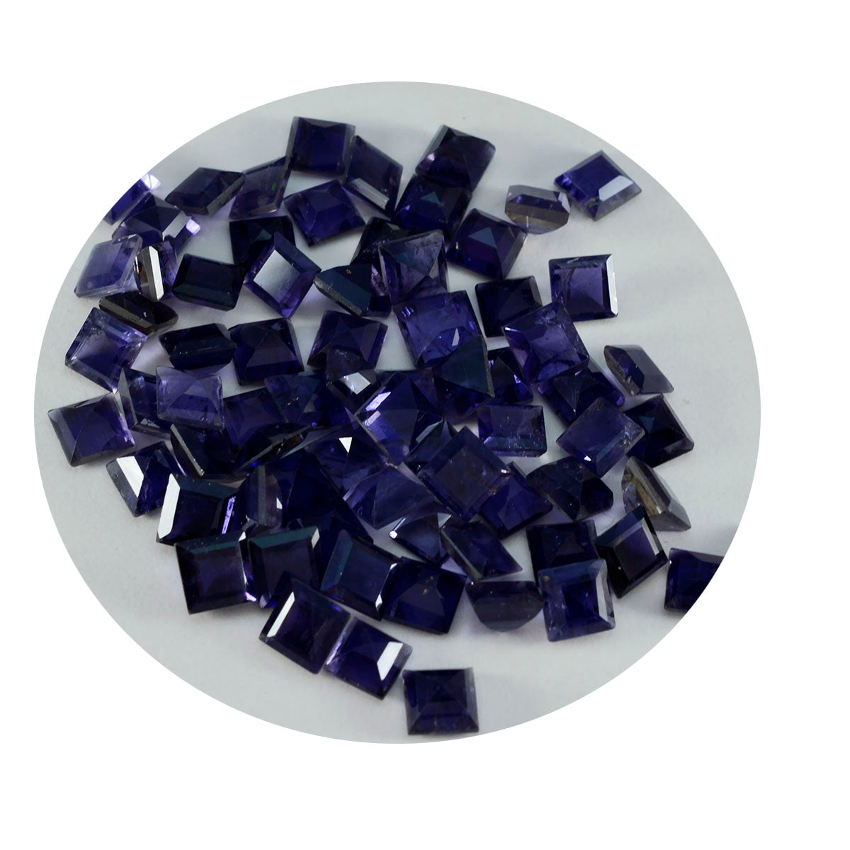 riyogems 1pc iolite bleue facettée 7x7 mm forme carrée a+ pierre précieuse de qualité