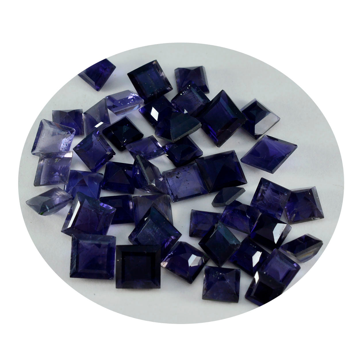 Riyogems 1 Stück blauer Iolith, facettiert, 8 x 8 mm, quadratische Form, A+1-Qualität, loser Edelstein