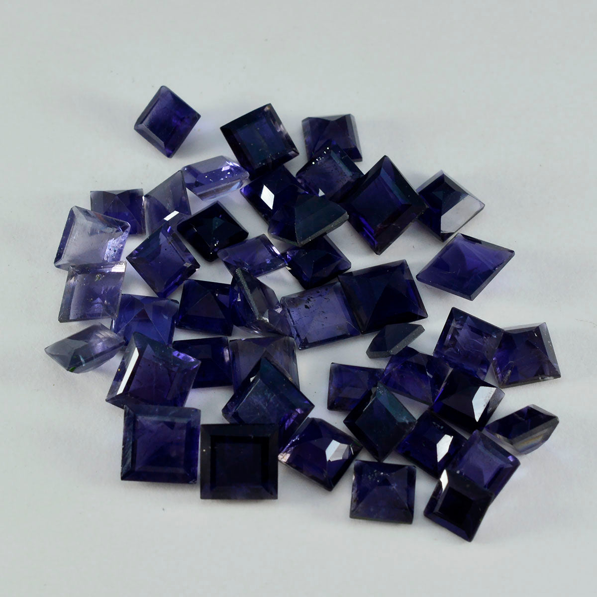 riyogems 1pc ブルー アイオライト ファセット 8x8 mm 正方形 a+1 品質ルース宝石