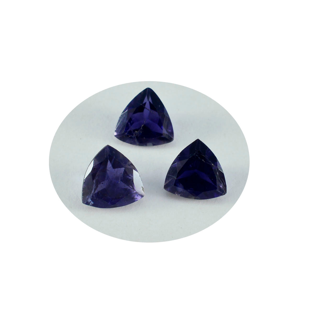 Riyogems 1PC Blue Iolite Faceted 13x13 mm Trillion Shape startling Quality Loose Gems