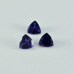 Riyogems 1 pièce d'iolite bleue à facettes 13x13mm en forme de trillion, pierres précieuses en vrac de qualité surprenante