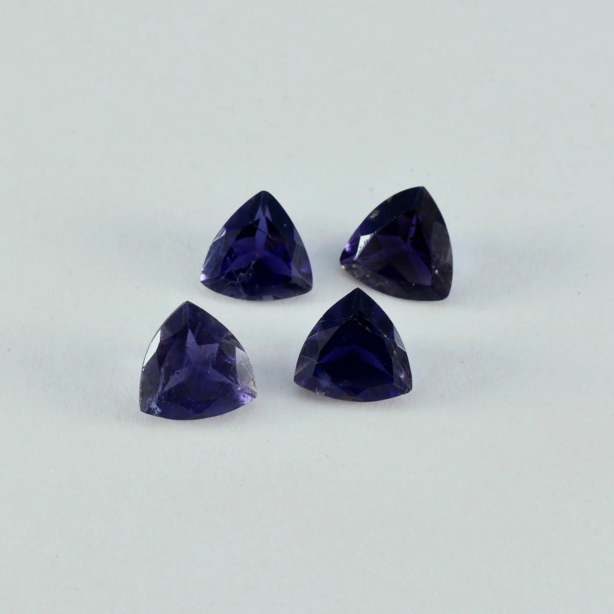 Riyogems 1PC Blue Iolite Faceted 14x14 mm Trillion Shape wonderful Quality Loose Stone