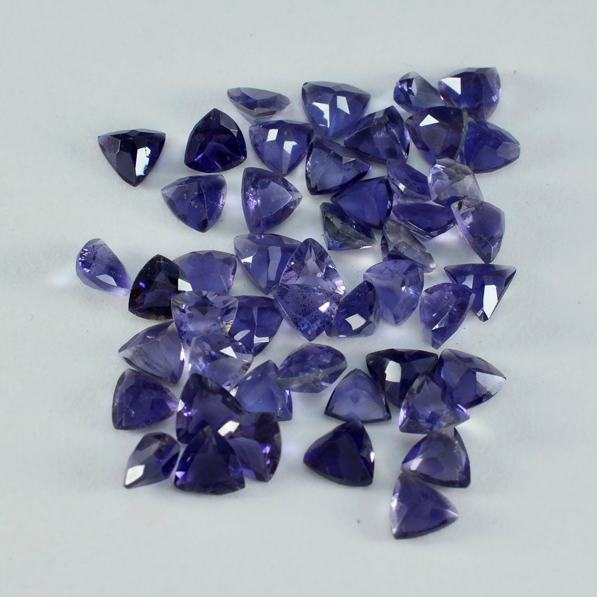 Riyogems 1PC Blue Iolite Faceted 6x6 mm Trillion Shape excellent Quality Loose Stone