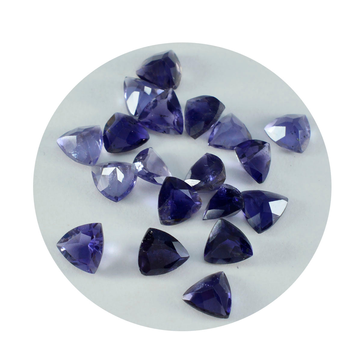 riyogems 1 pièce d'iolite bleue à facettes 8x8 mm en forme de trillion, gemme de qualité étonnante