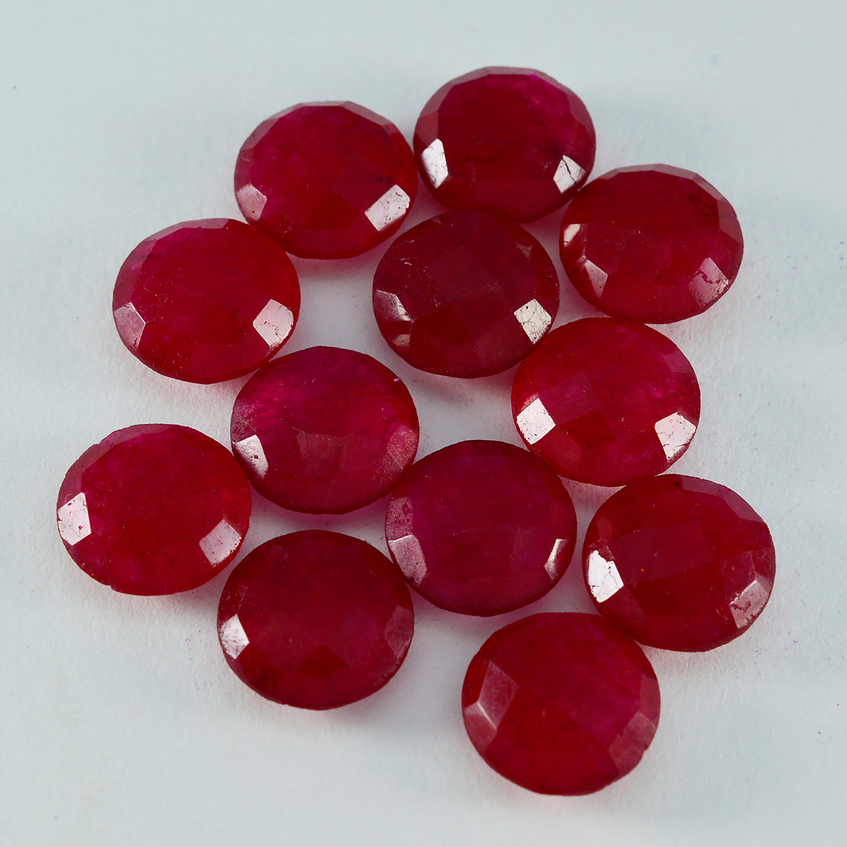 Riyogems 1 pieza jaspe rojo auténtico facetado 12x12mm forma redonda gema de calidad AAA