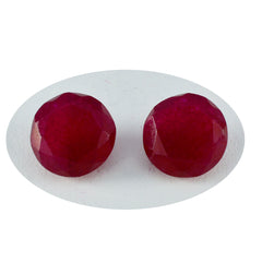 Riyogems 1 Stück echter roter Jaspis, facettiert, 9 x 9 mm, runde Form, niedliche, hochwertige, lose Edelsteine
