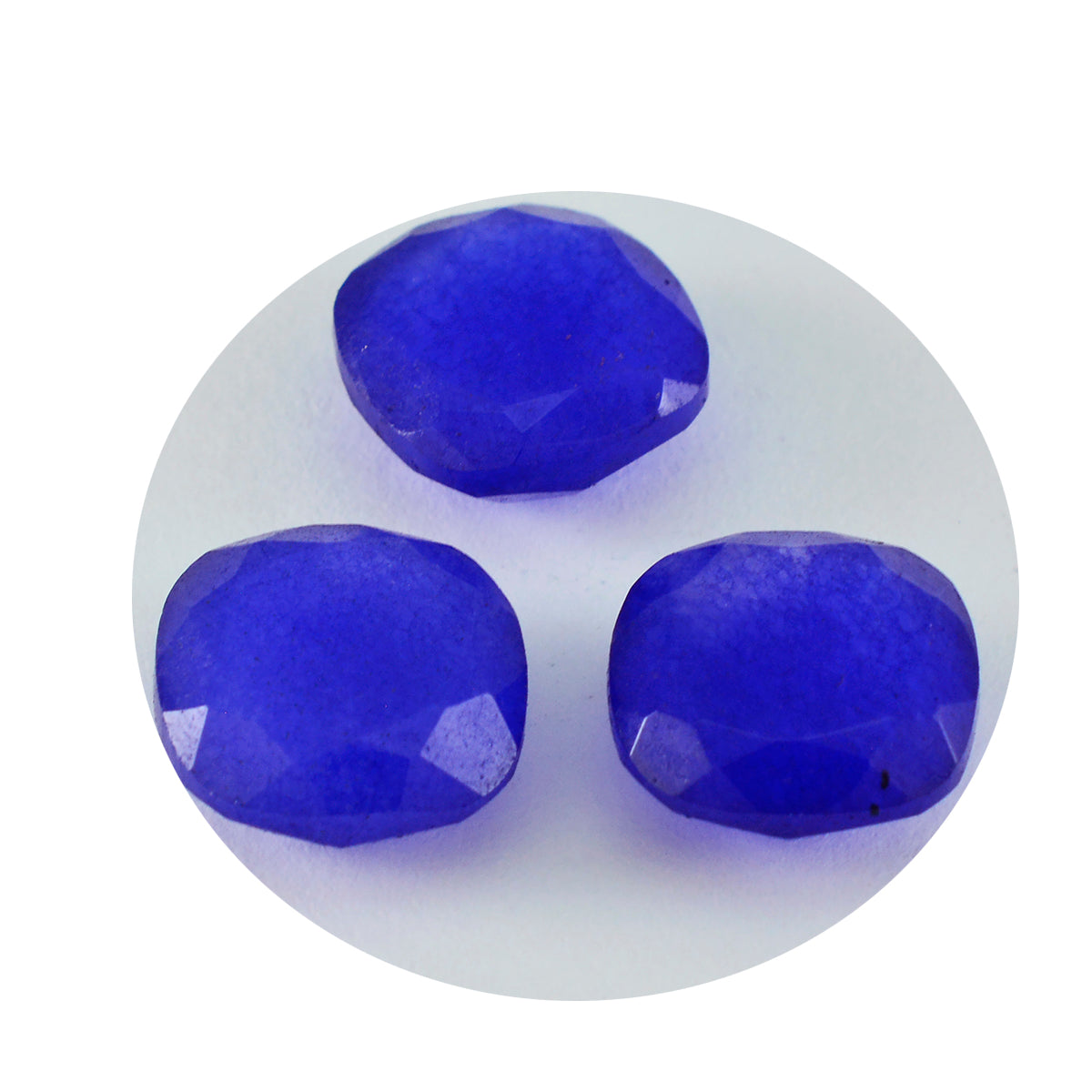 Riyogems 1 Stück echter blauer Jaspis, facettiert, 11 x 11 mm, Kissenform, A1-Qualitäts-Edelstein