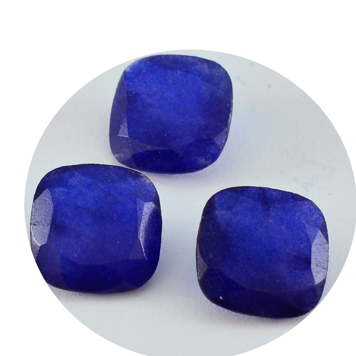 Riyogems 1 Stück natürlicher blauer Jaspis, facettiert, 13 x 13 mm, Kissenform, schöner Qualitätsstein