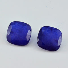 riyogems 1pc リアル ブルー ジャスパー ファセット 14x14 mm クッション形状の美しい品質の宝石