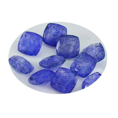 Riyogems 1 pieza jaspe azul Real facetado 5x5mm forma de cojín Linda piedra de calidad