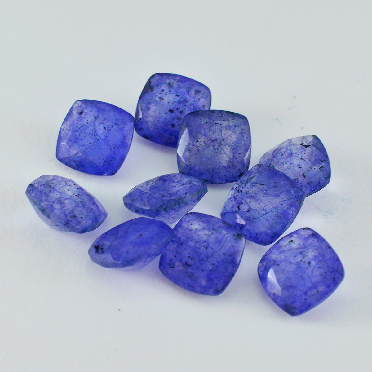 Riyogems 1 Stück natürlicher blauer Jaspis, facettiert, 4 x 4 mm, Kissenform, Edelsteine von erstaunlicher Qualität