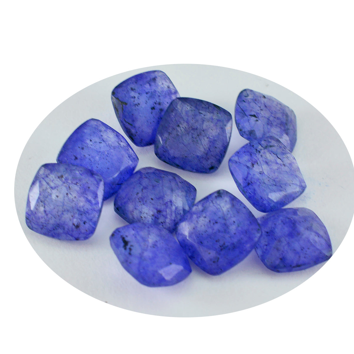 riyogems 1pc リアル ブルー ジャスパー ファセット 5x5 mm クッション形状のかわいい品質の石