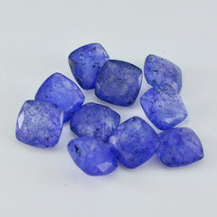 riyogems 1pc リアル ブルー ジャスパー ファセット 5x5 mm クッション形状のかわいい品質の石