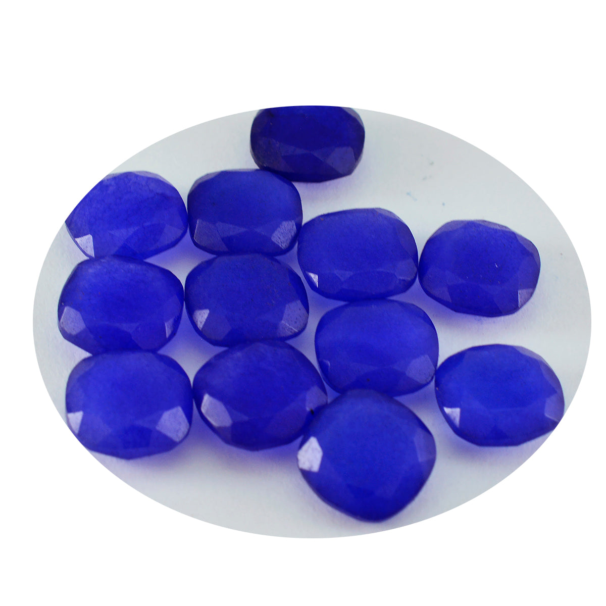 Riyogems 1pc jaspe bleu naturel à facettes 7x7mm forme de coussin aa qualité gemme en vrac
