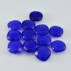 Riyogems 1 pieza jaspe azul Real facetado 8x8mm forma de cojín gemas sueltas de calidad AAA