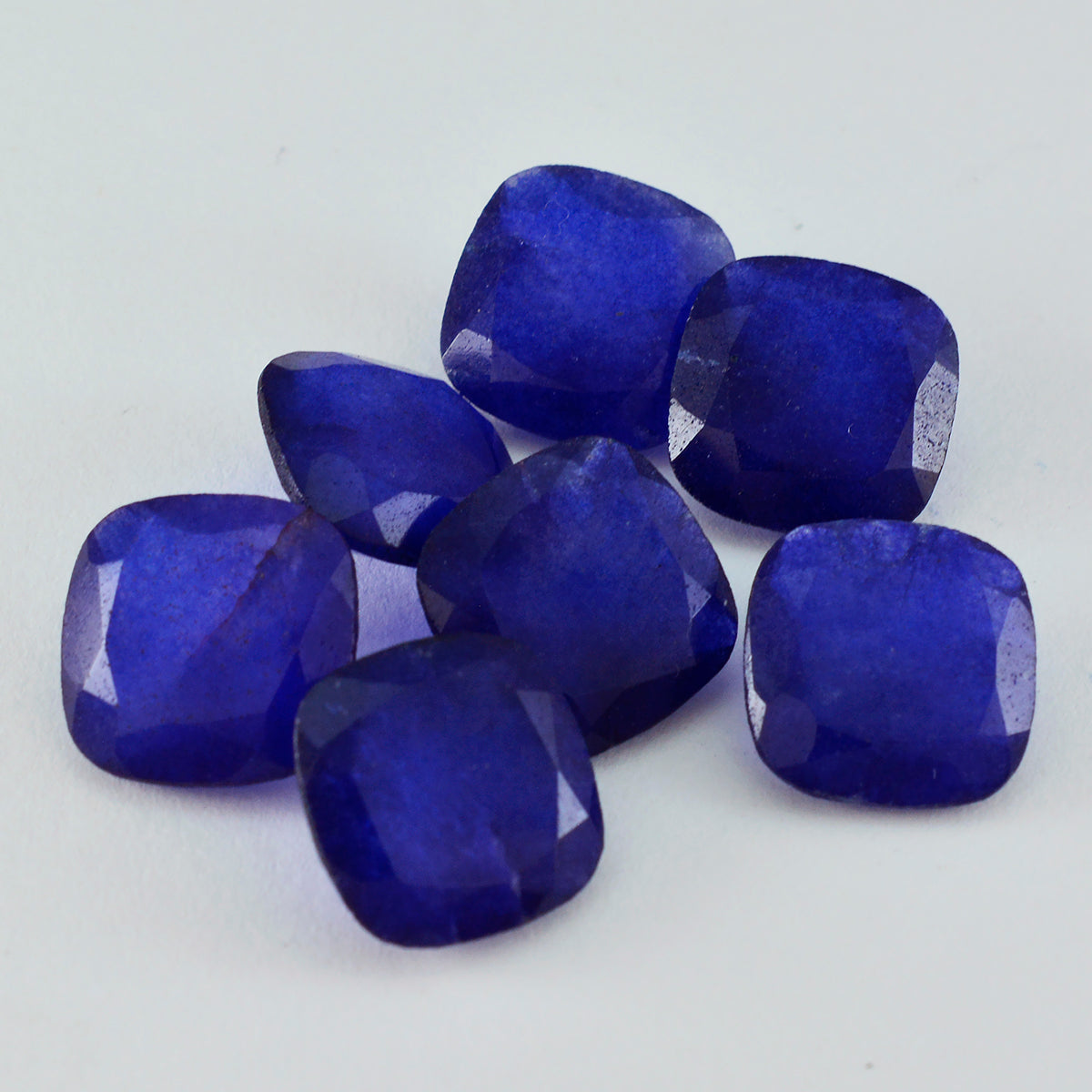 Riyogems 1pc véritable jaspe bleu à facettes 8x8mm forme de coussin aaa qualité pierres précieuses en vrac