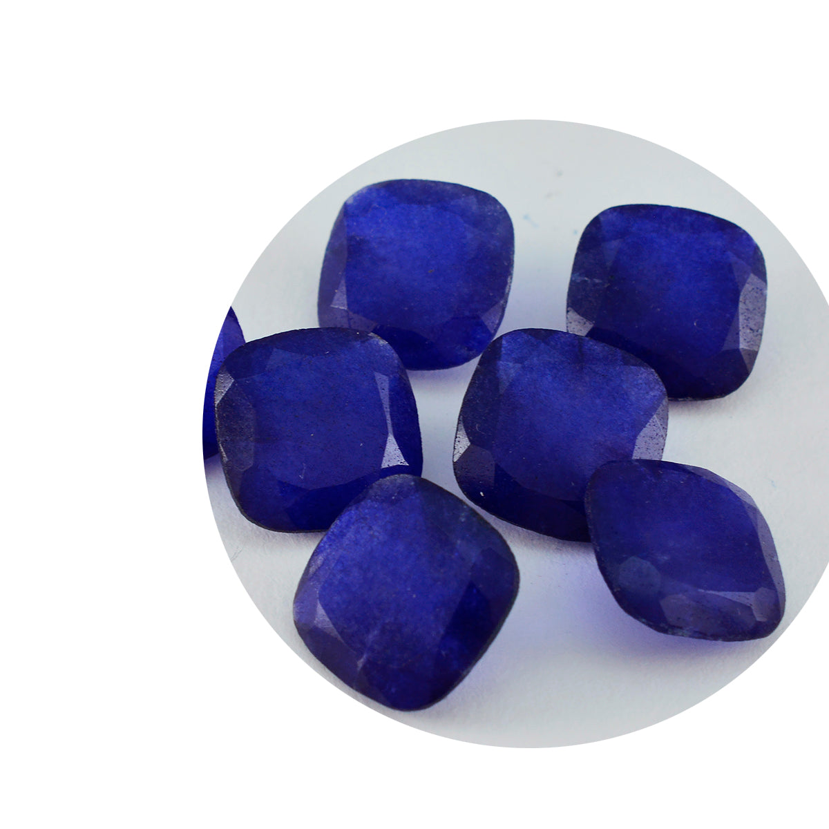 Riyogems 1 Stück echter blauer Jaspis, facettiert, 9 x 9 mm, Kissenform, A+-Qualität, loser Stein