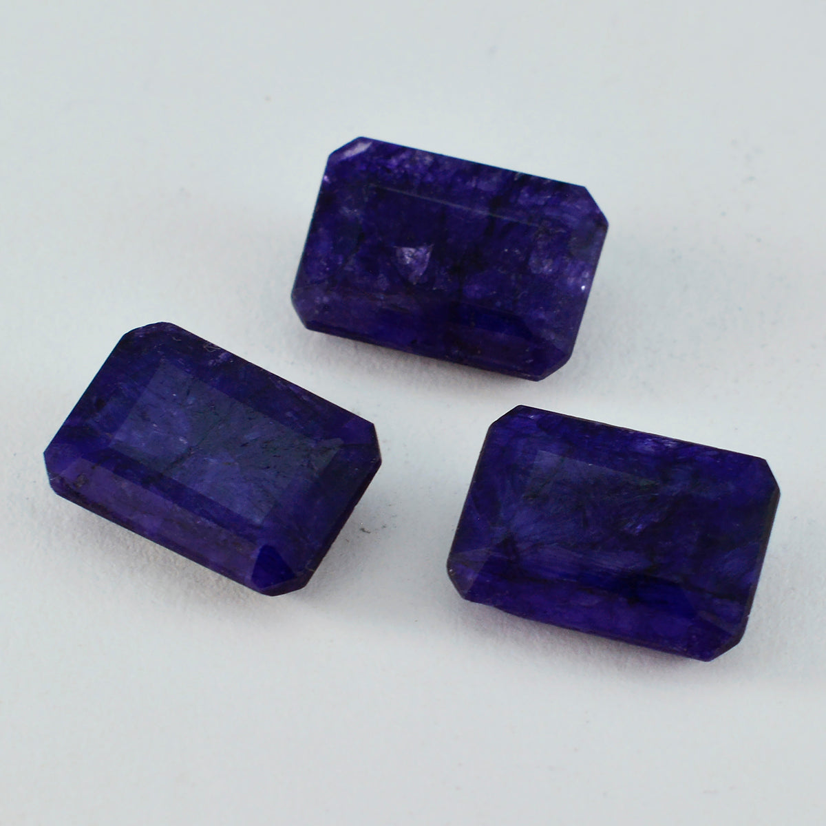 riyogems 1pc jaspe bleu naturel à facettes 10x14 mm forme octogonale pierre précieuse de qualité étonnante