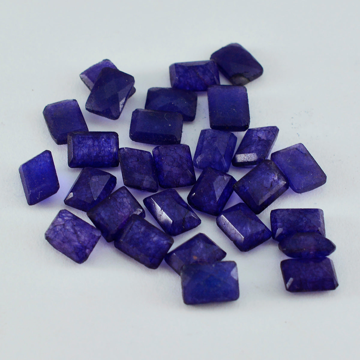 Riyogems 1 Stück natürlicher blauer Jaspis, facettiert, 4 x 6 mm, Achteckform, hübsche, hochwertige lose Edelsteine