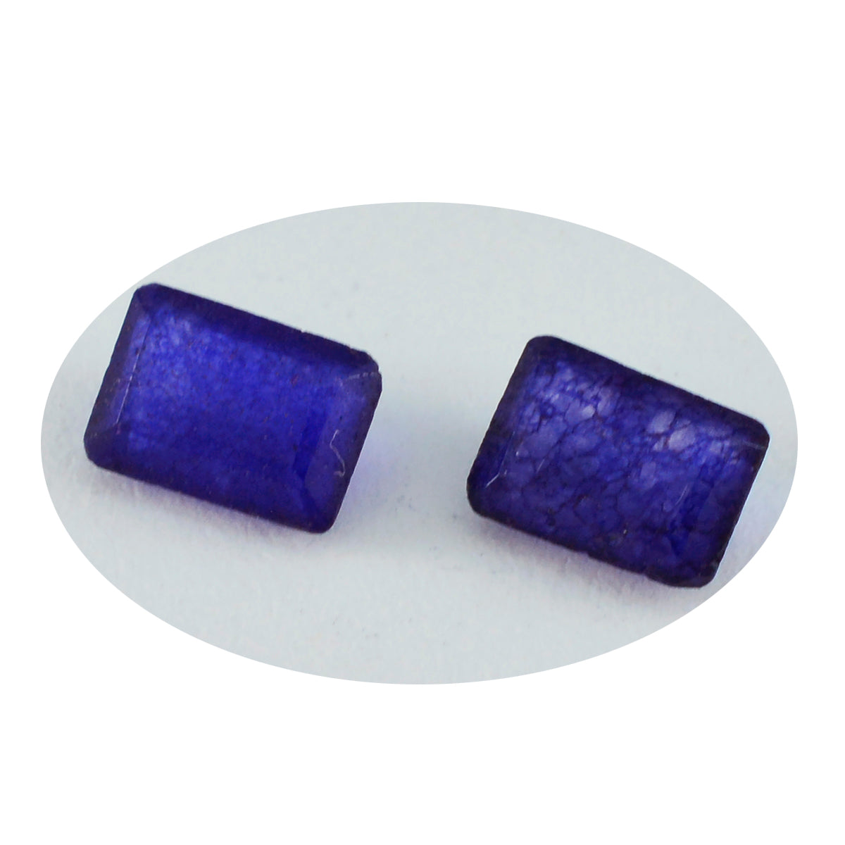 Riyogems 1 Stück echter blauer Jaspis, facettiert, 6 x 8 mm, achteckige Form, gut aussehender, hochwertiger, loser Edelstein