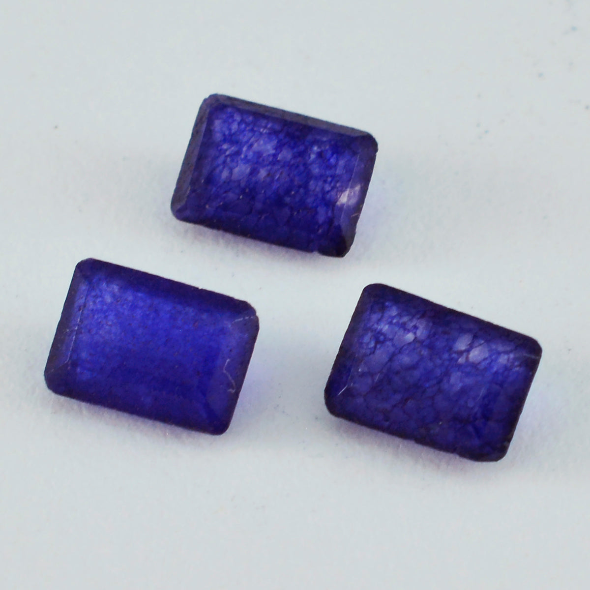 Riyogems 1 Stück natürlicher blauer Jaspis, facettiert, 7 x 9 mm, achteckige Form, schön aussehender Qualitäts-Edelstein