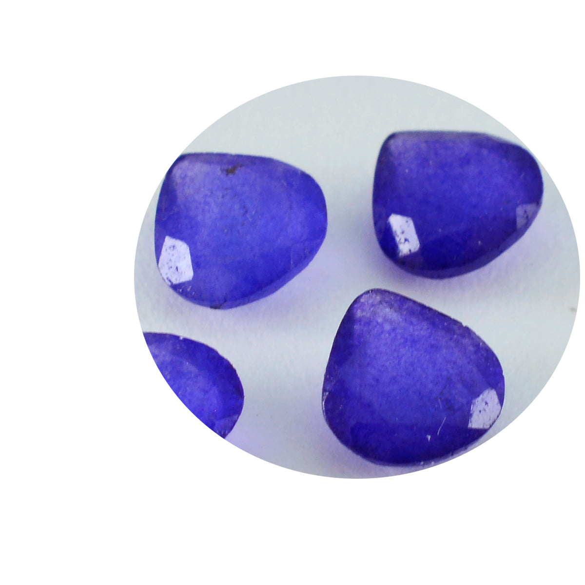 Riyogems 1 Stück echter blauer Jaspis, facettiert, 11 x 11 mm, Herzform, Edelstein von hervorragender Qualität