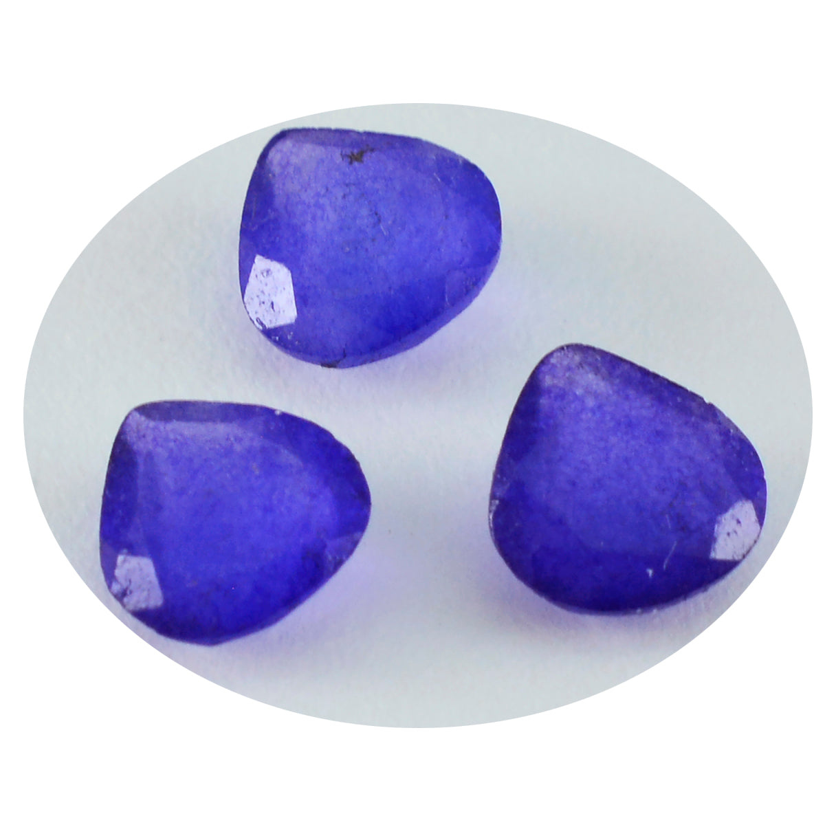 Riyogems 1 Stück natürlicher blauer Jaspis, facettiert, 12 x 12 mm, Herzform, tolle Qualität, loser Edelstein